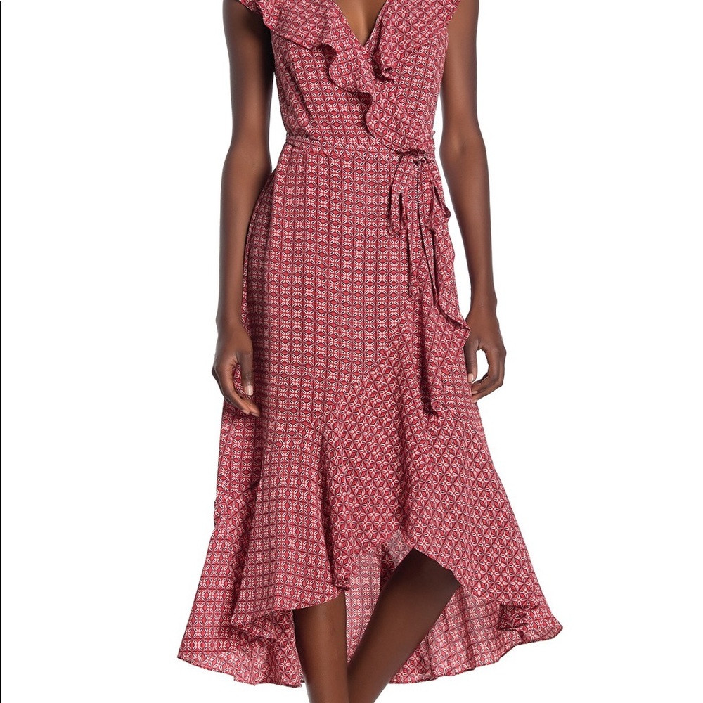 Max Studio High Low Midi Wrap Dress